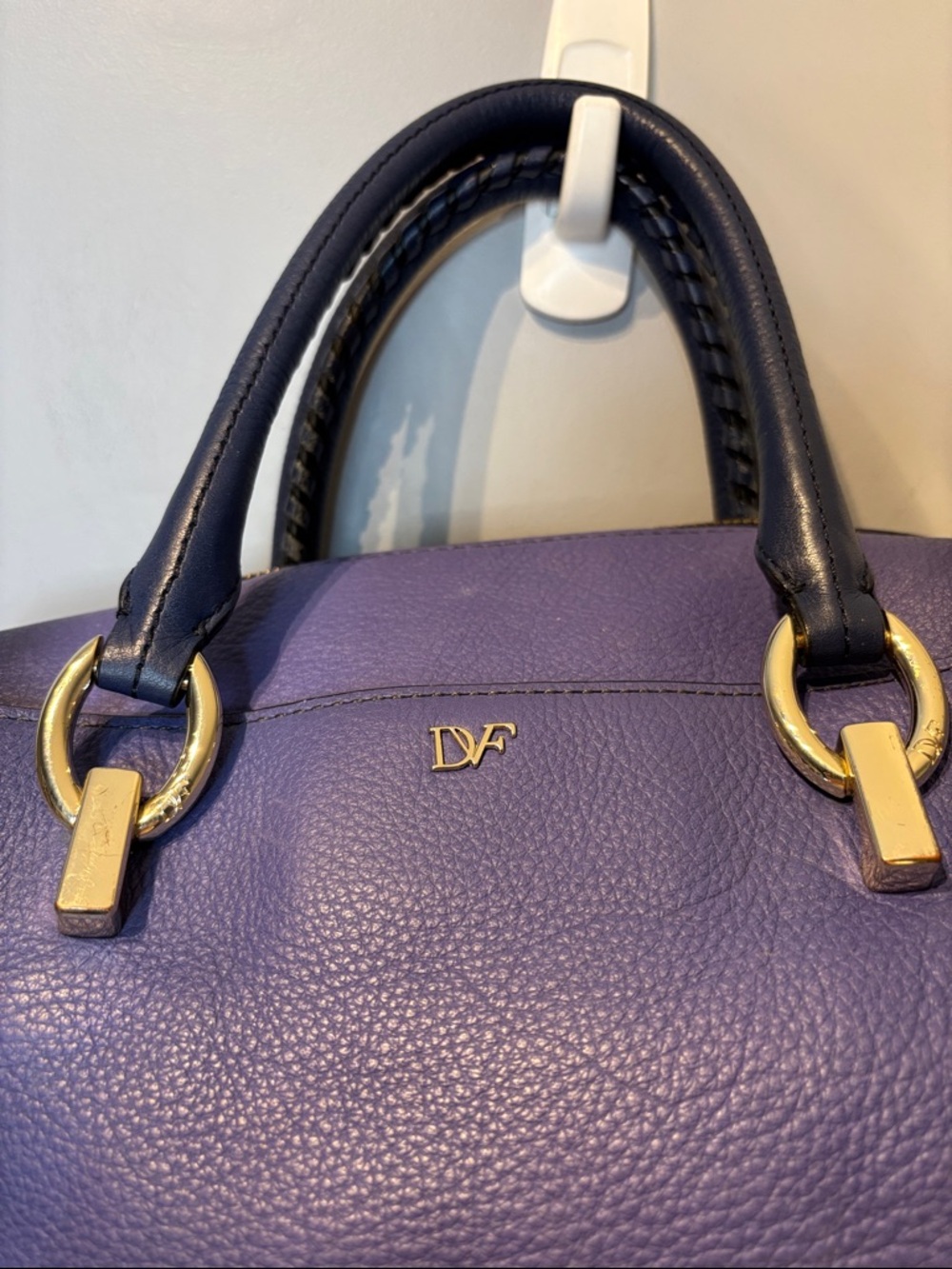 Diane Von Furstenberg Blue Gradient Ombre Leather Bag with Gold Hardware - Picture 2 of 15